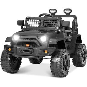 Kimbosmart12v Kids Car, Kids Electric Car, Kids' Electric Vehicles, Kids Cars to Drive, LED Lights, Horn, Radio, USB/AUX/MP3, Ride on Toys, Electric Car for Kids, Black