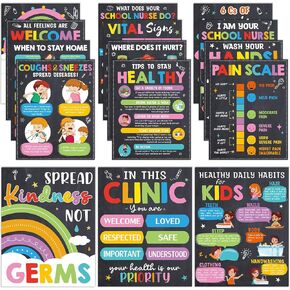 15Pcs Health Posters for School Nurse Office Bulletin Board Decorations, 11x14 Inch Health Education Posters for Kids, Back to School Nurse Supplies, Office Classroom Decor