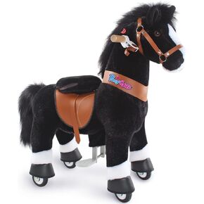 PonyCycle Kids Ride on Horse for Kids Ride on Toys Classic Model U (with Brake/ 36" Height/Size 4 for Age 4-8) Riding Horse Plush Ride on Pony Rideable Horse Walking Animal with Wheels Brown Ux424