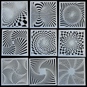 LiME LiNE 3-D Illusion Airbrush Stencils - Set of 9 Reusable Geometric Designs