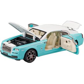 Toy Car Model Blue Rolls-Royce Wraith Alloy Collectible Pull Back Vehicles Diecast with Light and Sound
