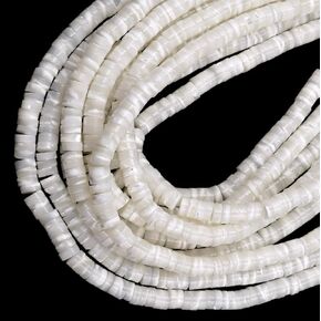 ABCGEMS Ultra-Shimmery Spiral Troca Shell Beads (Gorgeous Thick Nacre with a Radiant Sheen- Exquisite Luster) Pacific-Ocean Saltwater MOP Pearly-White DIY Jewelry Making Flat-Rondelle Heishi 6mm Tiny