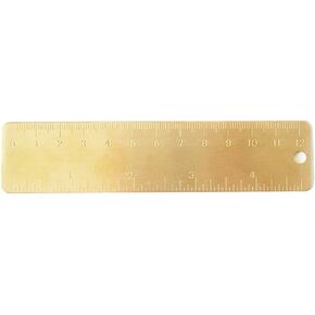 1Pc Gold Scale Vintage Brass Straight Ruler Bookmark Brass Creative and Exquisite Workmanship Bookmarks(12cm)
