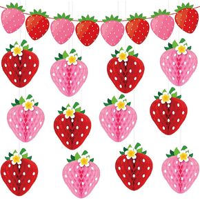 13pcs زخارف حفلة الفراولة زخارف العسل كرات لافت
