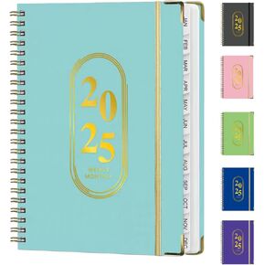 2025 Planner Weekly and Monthly,Jan 2025 to Dec 2025,Hardcover Spiral Bound 2025 Calendar Planner Book with Monthly Tabs,Ideal for Office Home School for Women & Men,A5 (6.3" x 8.5") Black