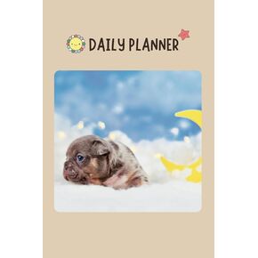 Cute French Bulldog Daily Planner for Girls Women, 6 x 9 inches 120 pages Top Priorities Schedule To-Do List Memo