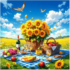 FHBUBPUP Sunflower Diamond Painting Kits for Adults, Flower Diamond Art, Beginners DIY 5D Round Full Diamond Dots Art Painting, Craft Gift Suitable for Home Wall Decoration 12×12Inch