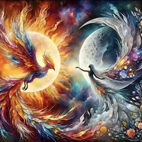 BOHADIY Phoenix Diamond Painting Kits for Adults Diamond Art Kits for Adults Beginner, Moon DIY Full Drill Diamond Dots Paintings with Diamonds 5D Gem Art and Crafts Home Wall Decor 13.8 x 13.8 Inch