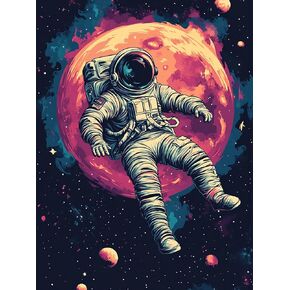 Yomiie 5D Diamond Art Kits for Adults, Astronaut Diamond Painting Art Moon DIY Full Round Drill Kits, Embroidery Rhinestone Diamond Crystal Craft Canvas Home Wall Decor 12x16 inch