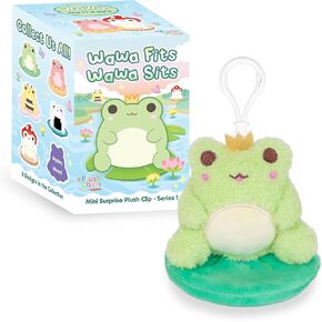 Cuddle Barn PlushGoals - Wawa Fits Wawa Sits Blind Box Series 1 | Super Soft Cute Kawaii Frog Collectible Plush Clip Bag Charm, 3 inches