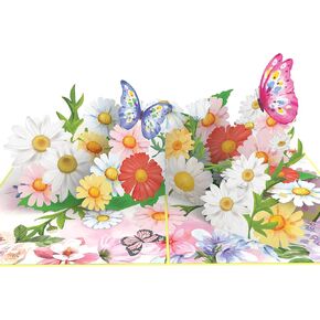 Butterfly Garden Pop Up Card, Pop Up Flower Cards, Handmade Flower Greeting Cards, 3D Birthday Card, Mother’s Day Card Pop Up, Anniversary, Valentine, Thinking of You, Birthday Gift, 15x20 cm