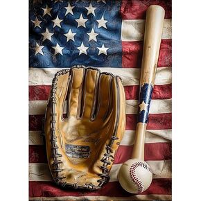 CEOVR Baseball Diamond Painting Kits for Adults, American Flag Diamond Art Dots 5D Full Drill DIY Gem Art for Beginner, Adult Crafts Kits Arts and Crafts, Wall Decor for Home Office 12x16in