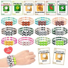 MOVINPE Valentines Day Cards for Girls Classroom Bulk, 24 Pack Friendship Bead Bracelets with Valentines Day Gift Cards, Classroom Prizes, Exchange Gift, Valentine’s Day Cards for Kids School in Kuwait