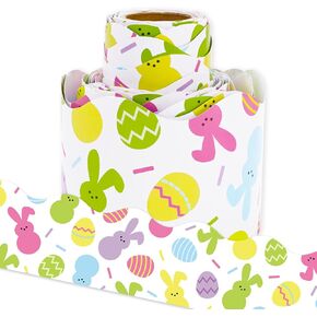 32.8Ft Easter Bulletin Board Border Colorful Easter Egg Bunny Die Cut Trim Border Roll for Easter Spring Classroom Chalkboard School