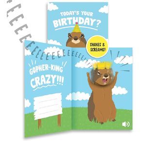 CENTRAL 23 Funny Birthday Card With Sound - Screaming Gopher - Annoying Birthday Card For Men Women - Hilarious Greeting Cards Surprise Prank Music - Gifts For Mom Dad Him Her - Surprise Prank Laughs