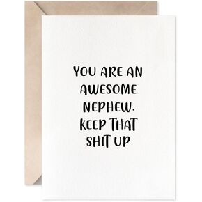 Funny Birthday Card For Nephew, Unique Boy Christmas Graduation Greeting Card Gift from Uncle, Aunt