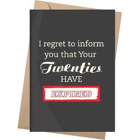 Zonon 2 Sets Funny 30th Birthday Card for Him Her with Envelope Joke Card for Someone Who Is Turning 30 Years Old Present Idea for Son Your Twenties Have Expired