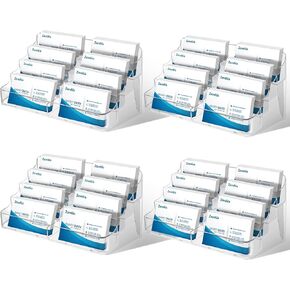 zavekia 1 Pack Business Card Holder, 8 Pocket Acrylic Business Card Holder for Desk