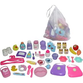 JC Toys Baby Nursery 45 Piece Accessory Bag for Keeps Playtime! | Accessories fit Most Dolls up to 15" | Play Accessories | Ages 2+