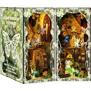 Book Nook Kit, DIY Miniature Dollhouse Booknook Kit with LED Night Light and Dust Cover for Adults Teens Bookshelf Decor Gifts, for Women Teenagers Craft Lovers(Seabed Riddle)