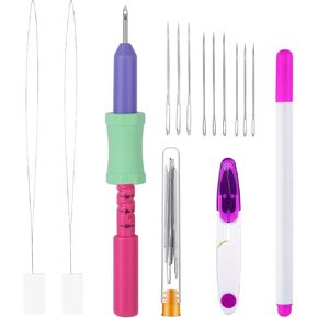 Cheloment 2.2mm Punch Needle Kit Adjustable Punch NeedleTool with Threader,Lightweight Punch Needle with 5 Needle Lengths, Needle Punch Kits for Beginner,Embroidery Punch Needle,Easy to Use