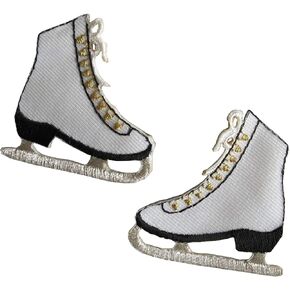 #3391 Lot 2Pcs/Pair Ice Skate Shoes Embroidery Iron On Applique Patch for Craft, Sewing, Clothing-1 3/4" x1 7/8" inch/ea