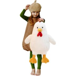 Cute Chicken Stuffed Animal Plush Doll Toy - Farm Animal Themed Decor for Kids’ Rooms for Valentine’s Day, Children’s Day & Christmas (White, 11 inch)