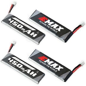 SoloGood 4Pcs EMAX 1S 450mAh LiPo Battery HV 3.8V 80C PH2.0 Tinyhawk Whoop Battery for FPV Cinewhoop Quadopter Micro FPV Racing Drone