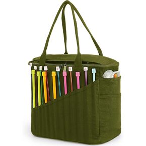 Aeelike Large Crochet Yarn Bag, Crochet Yarn Storage Organizer, Knitting Bag, Yarn Tote Organizer for Carrying Projects, Knitting Needles, Crochet Hooks and Yarn, White in Kuwait