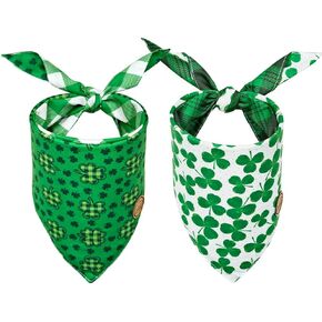 توج الجمال القديس باتريكز الكلب الكلب bandanas كبير 2 عبوة ، مجموعة من الإلهام الأيرلندي ، الأخضر منقوشة مثلث قابلة للتعديل الأوشحة العطلة قابلة للانعكاس للمتوسطة كبيرة كبيرة الكلاب كبيرة الصبي فتاة الأليفة DB94-L