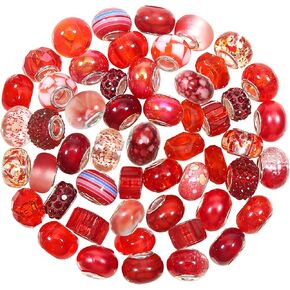 TOOB 50pcs راتنجات متنوعة من الخرز الأوروبي الأخضر ثقب كبير المصباح حبات حبات الحرف اليدوية لسيارة سوار DIY صنع المجوهرات المجوهرات