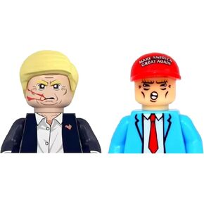 2PCS/Set 1.8" Donald Trump Mini Action Figures Building Blocks, Miniature Figurines Collectible Toys Cake Toppers (Political Theme)