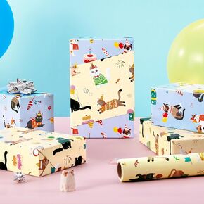 WERNNSAI Construction Wrapping Paper Roll - 1 Roll 17" x 33 ft Construction Gift Wrapping Paper for Kids Boys Birthday Wrapping Paper Tractor Truck Party Wrap Supply, Reversible Yellow & Blue