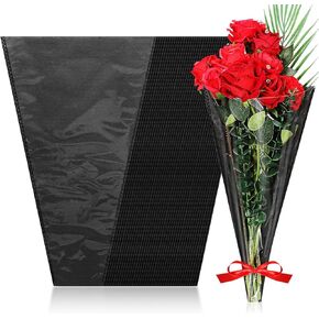 Qilery 100 Pcs Flower Bouquet Wrapping Paper Kraft Flower Bouquet Gift Bags Bulk Bags for Bridal Shower Wedding Graduation Anniversary Birthday Mother's Day 11 x 3.5 x 17.3 Inch(Brown)