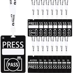 30 Sets PVC Press Pass Lanyard Press Badge VIP Badge Lanyards for Events, Birthday Parties, Concerts, Exhibitions, Museums, Press Interviews