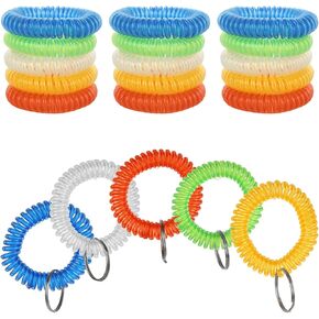 100PCS 5 Colors Spring Spiral Wrist Coil Key Chain, Plastic Stretchy Keychain Bracelet, Spiral Wristband Keychain for Sauna, Gym, Outdoor Sport