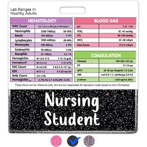 Plifal LAB Values Reference Card with Nursing Student Badge Buddy - Horizontal LAB Ranges Draw Medical Data Pocket Guide Chart Clinical Quick Cheat Sheet Colorful Radiology Technique Work Accessories