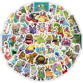 100pcs My Singing Monsters Stickers Pack, Cute Cartoon Vinyl Waterproof Sticker Decals for Water Bottle, Laptop, Phone, Scrapbooking, Journaling Choice for Adults for Party Supply (100PCS)