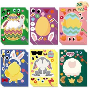 Easter Stickers, Easter Basket Stuffers for Kids, 12 Sheets Easter Stickers Bulk, Make Your Own Easter Stickers for Kids Girls Boys Teen Treats Gifts for Kids Easter Activities Party Favor Supplies