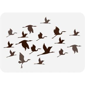 stenspire cranes stencil للطلاء 8.3x11.7inch طيور الرافعات الكبيرة صورة ظلية رسم قالب طيور قابلة لإعادة الاستخدام مجموعة طلاء للحيوان قالب للحيوانات للملابس الخشبية الطلاء