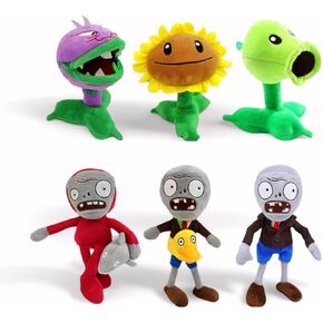 Dyharnsty 6pcs Plants and Zombies Plush vs Toys Sets PVZ Plush Stuffed Toys Soft Figure Doll Great Birthday Gifts for Kids