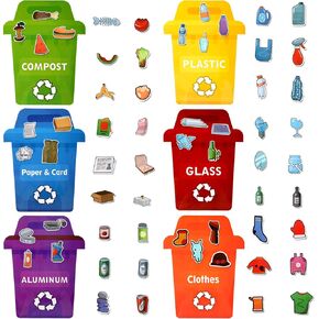 Crtiin 66 Pcs Earth Day Learn to Recycle Activity Set for Kids Classroom Earth Day Activities Kit Bulletin Board Educational Learning Activities Earth Day Decorations for School