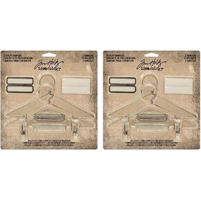 Advantus Tim Holtz Idea-ology Display Hangers Findings, Includes Hangar Labels and Epoxy Attachment Stickers, 5.75 x 3 Inches, Antique Nickel (TH93271), Silver, 2 Count (Pack of 1)