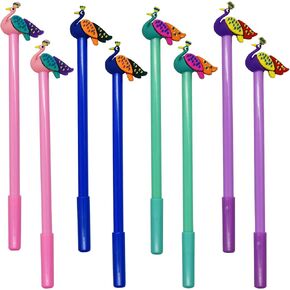 Maydahui 12 PCS Peacock Shaped Rollerball Pens Cute Cartoon Animal Pen Black Gel Ink Smooth Writing for Girls Women Valentine's Day