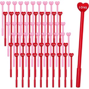 jiebor 60Pcs Valentines Pens Heart Shaped Gel Novelty Pens Black Ink Bulk for Nurses Women Adults Teacher Classroom Office School Supplies