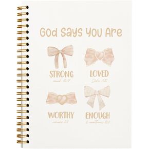 Pink Bow Coquette Notebook, God Says You are Christian Notebook Journal for Women, Pink Office Supplies, Bible Journal Notebooks for Note Taking, Bible Journaling Notebook 5.5x8.3 Inch