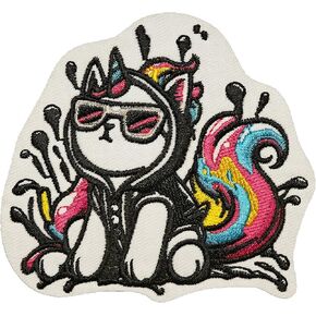 Cat Patch Iron On Patch Iron On or Sew On Patches Perfect for Backpacks Jeans Jackets Hats & Clothes Cute Funny Cool Embroidered Appliques Patch