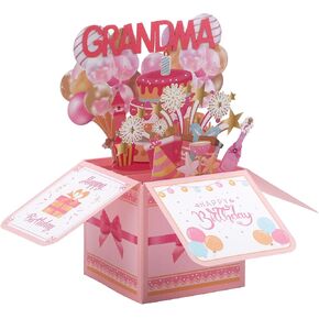 Happy Birthday Grandma Pop up Card, Colorful Popup Mothers Day Birthday Greeting Card with Envelope Great Grandma Birthday Gifts Best Nana Gifts Creative Gift Idea for Grandma