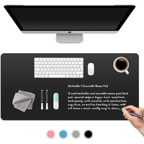 Dry Erase Mouse Pad, Real Writable & Erasable Desk Pad, Waterproof, Anti-Scratch, Heat Resistant Large Mouse Pad, Dry & Wet Erase Desk Mat, for Office Home Classroom (Grey, 31.5" x 15.7)