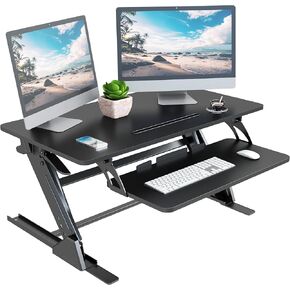 42 inch Stand Up Desk Converter, Height Adjustable Sit Stand Desk Riser, Black, 42PB
